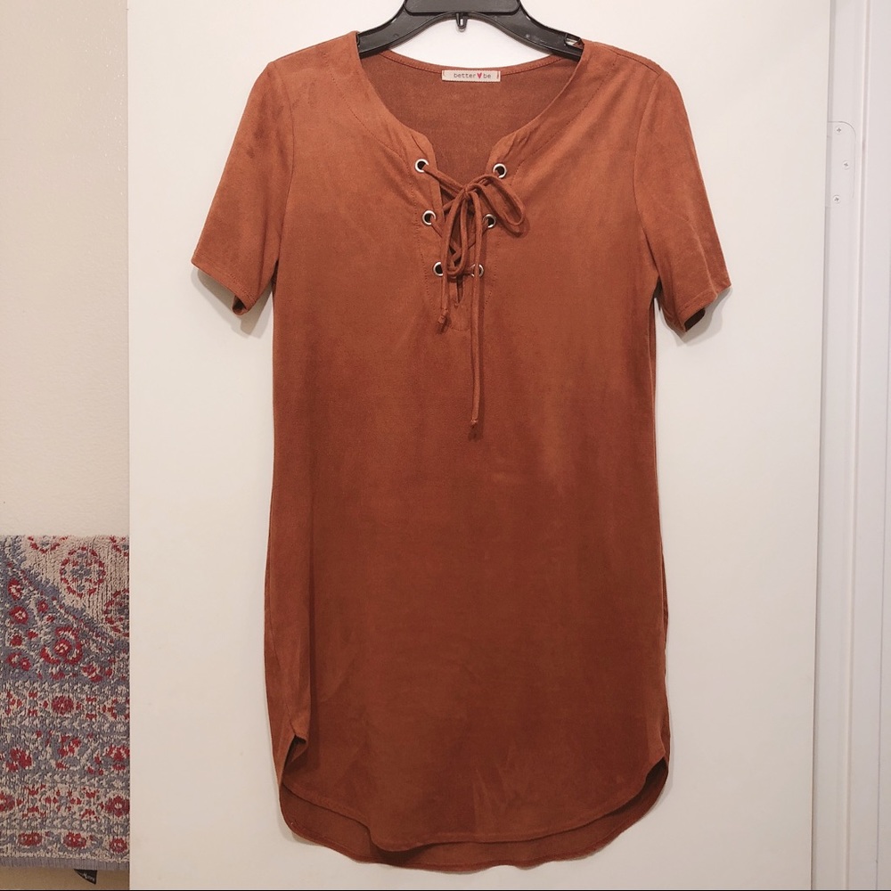 Caramel Suede Mini Dress